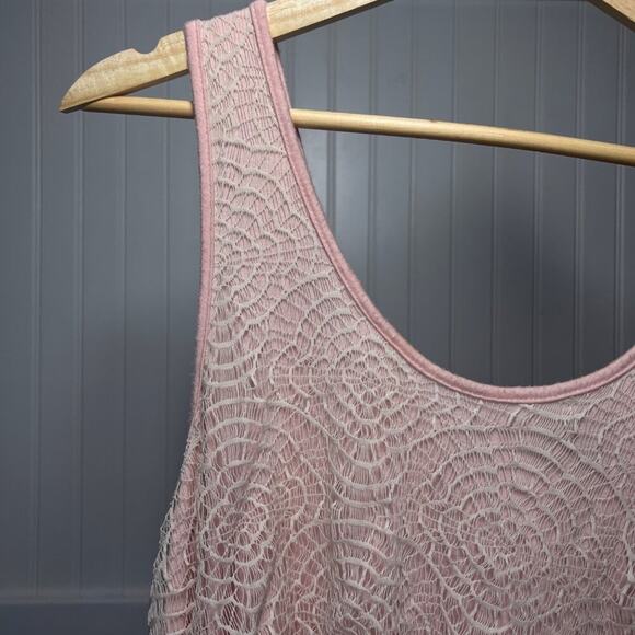 MissChievous Blouse Pink Barbie Coquette Lace Tank Sleeveless Layered Scoop Neck - Picture 8 of 10